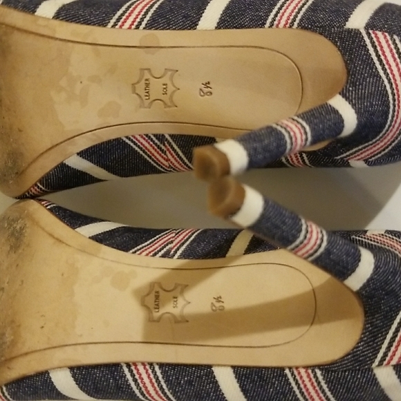 Sam Edelman Striped Red White Blue High Heel Shoes - Picture 8 of 8
